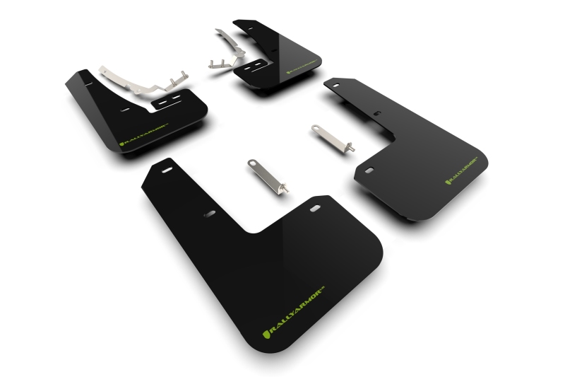 Volkswagen Golf GTI Mud Flap - Rally Armor - UR Black Flap/Green Logo - Black - `22-`25